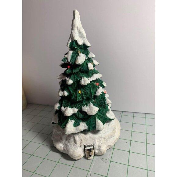 Village Lighted Snow Capped Revolving Christmas Tree Decoration - Picture 2 of 6